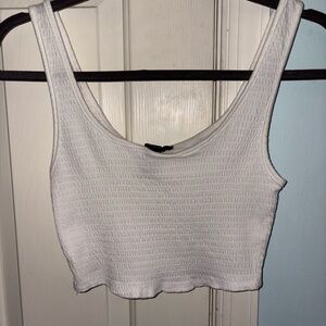 Forever 21 White Textured Crop Top